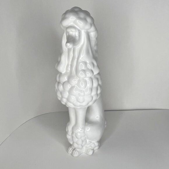 Ceramic White Poodle Statue Home Decor - Picture 1 of 6